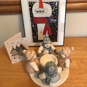 Vintage Penco Circle of Snowmen Tealight Candle Holder Christmas Holiday